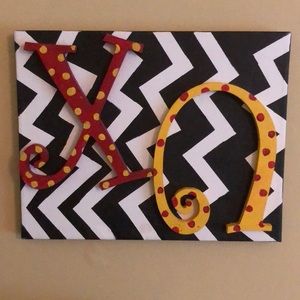 Chi omega canvas painting with wooden letters